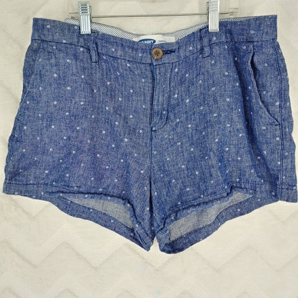 Old Navy Shorts Women's 8 Everyday Linen Casual Walking Comfort Blue Chambray